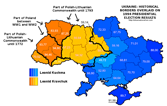 Electoral Map of Ukraine's 1994 Presidential Election