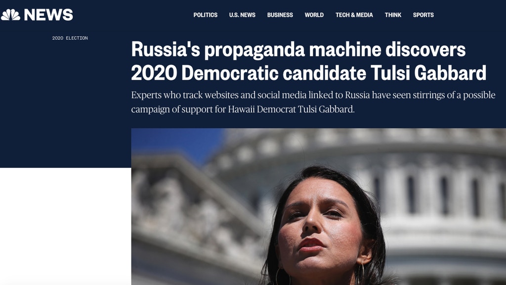 NBC News, to Claim Russia Supports Tulsi Gabbard, Relies on Firm Just Caught Fabricating Russia Data for the Democratic Party
