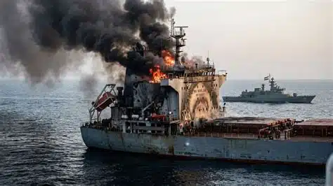 US tanker fire hormuz iran